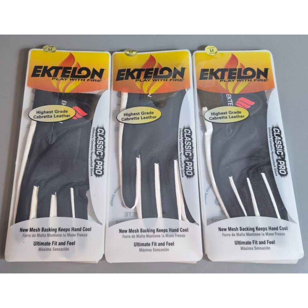 Lot of 3 Ektelon Classic Pro Racquetball Glove Cabretta Leather Right Hand M NEW
